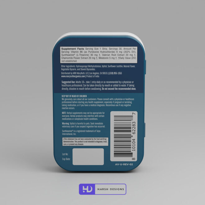 Mary Ruth's Sleep Dissolve Oral Strips 3D Product Packaging Visualization Harsh Designs 3D Modeling Service in Hyderabad (2)