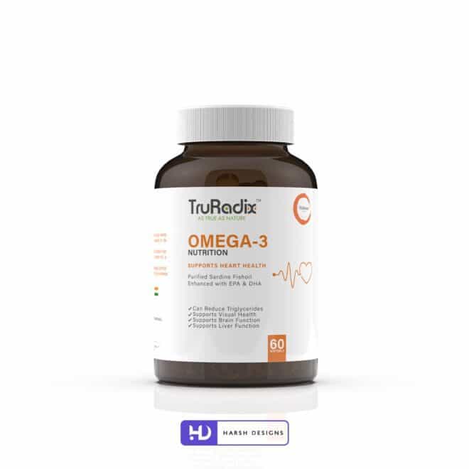 Omega 3 Nutrition Softgels - Forefathers Products - TruRadix Products - Product Design - Lable Designs - Package Design - Graphic Design Service in Hyderabad - Product Design service in Hyderabad - Package Design service in Hyderabad