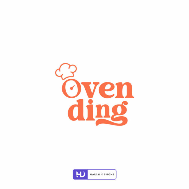 Oven Ding wordmark logo design for restaurant and food branding created by Harsh Designs logo design service in Hyderabad, India (2)