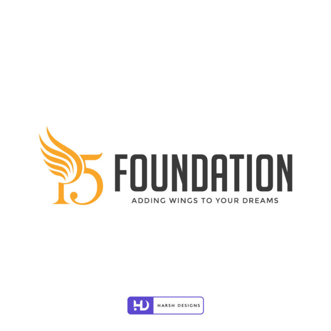 P5 Foundation NGO mascot logo design with creative craving style illustration for social and corporate branding created by Harsh Designs graphic designer servic
