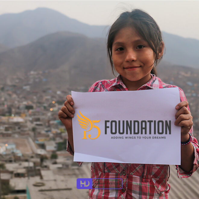 P5 Foundation NGO mascot logo design with creative craving style illustration for social and corporate branding created by Harsh Designs graphic designer service in Hyder (1)