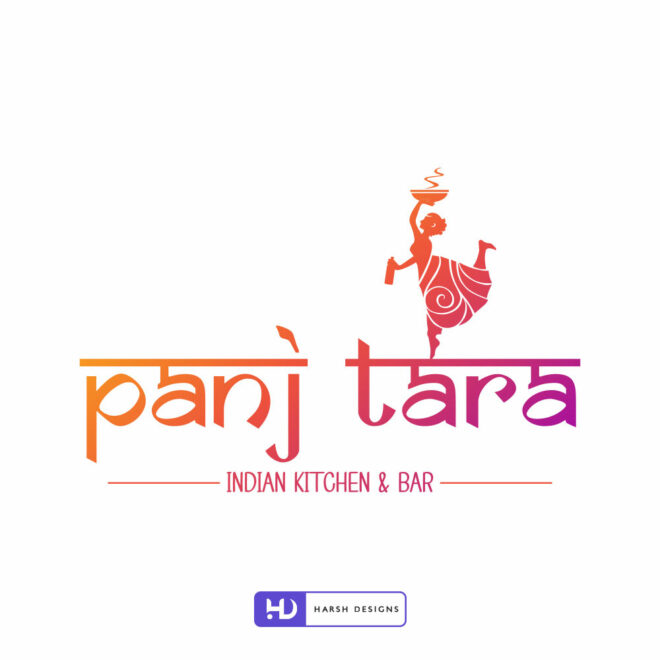 Panj Tara wordmark logo design for Indian kitchen and bar branding created by Harsh Designs logo design service in Hyderabad, Bangalore, and across India (2)