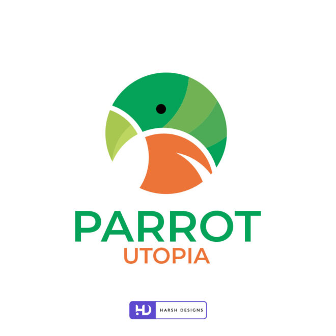 Parrot Utopia beach rental pictorial mark logo design for travel and leisure branding created by Harsh Designs logo design service in Hyderabad, Bangalore, and (2)