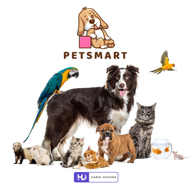 Petsmart mascot logo design for pet store and animal care branding created by Harsh Designs logo design service in Hyderabad, Bangalore, and across India (1)