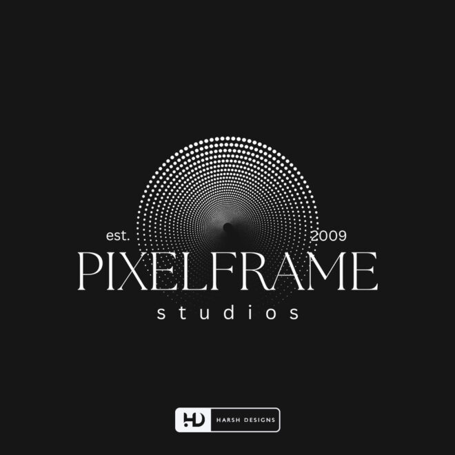 PixelFrame Studios wordmark logo design for digital studio and corporate branding created by Harsh Designs graphic designer serv (2)