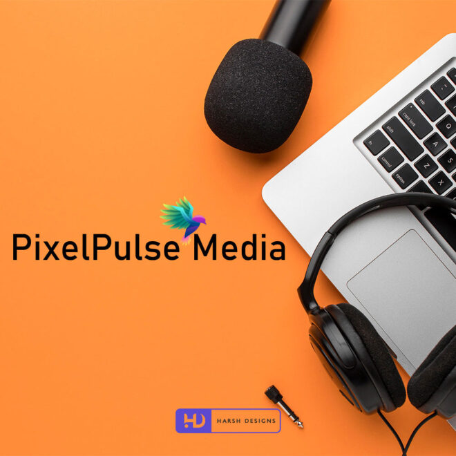 PixelPulse Media abstract logo design for media and creative branding created by Harsh Designs logo design service in Hyderabad, India (1)