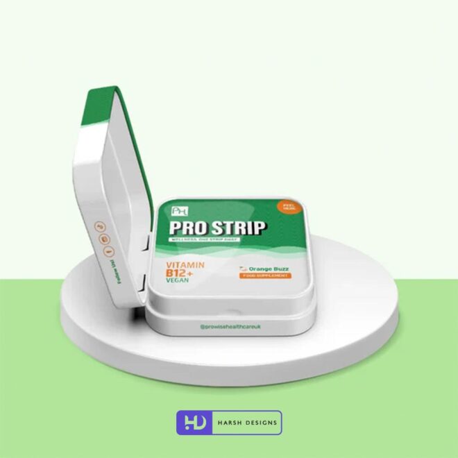 Pro Strip Vitamin B12+ Tin Box Packaging Design, Product Design in Hyderabad, Package Design and Graphic Design Service in Hyderabad (2)