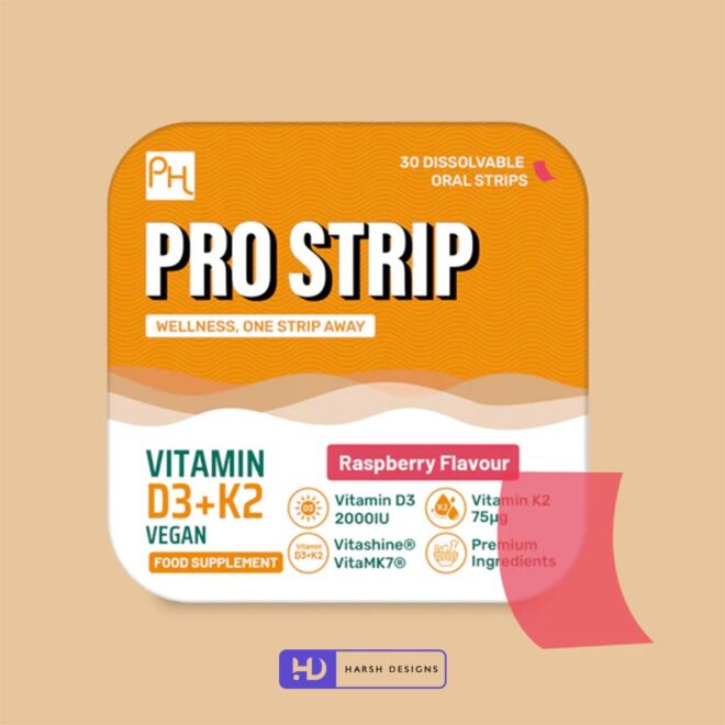Pro Strip Vitamin D+K2 Tin Box Packaging Design, Product Design in Hyderabad, Package Design and Graphic Design Service in Hyderabad (1)