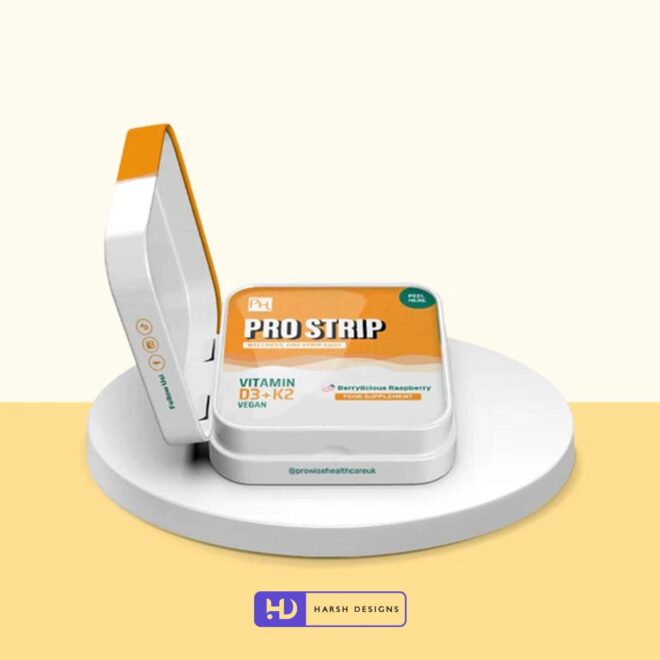 Pro Strip Vitamin D+K2 Tin Box Packaging Design, Product Design in Hyderabad, Package Design and Graphic Design Service in Hyderabad (2)