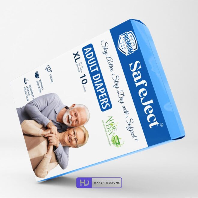 Safeject Adult Diapers Outer Box Packaging Design, Product Design, Label Design and Packaging Design Service in Hyderabad (1)