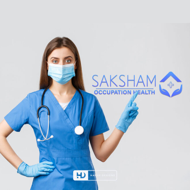 Saksham Occupational Health abstract medical logo design for hospital and healthcare corporate branding created by Harsh Designs (1)