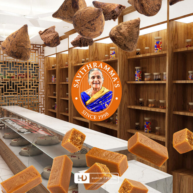 Savithrammas emblem logo design with personal branding created by Harsh Designs logo design service in Hyderabad, India (1)