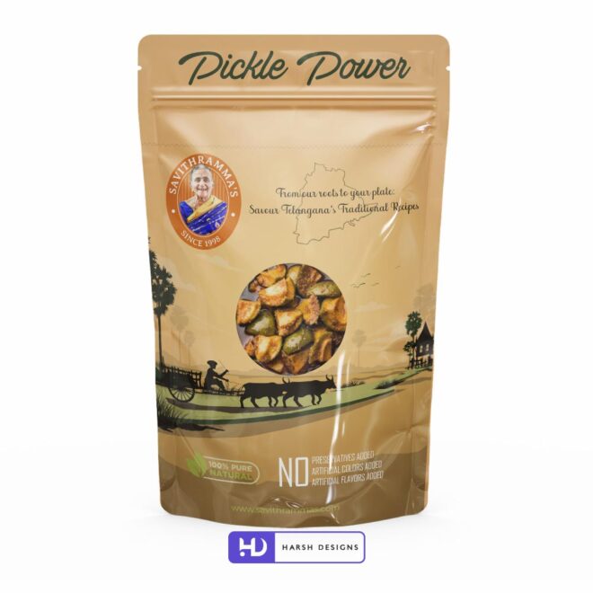 Savitramma's Pickle Pouch Packaging Design, Product Design, Label Design and Packaging Design Service in Hyderabad (1)