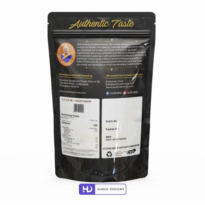 Savitramma's Podi Pouch Packaging Design, Product Design, Label Design and Packaging Design Service in Hyderabad (2)