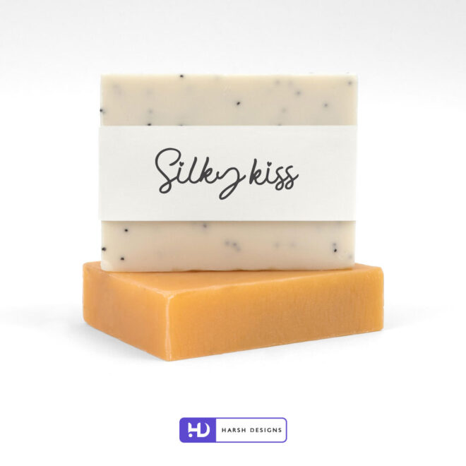 Silky Kiss wordmark logo design for handmade soap and skincare branding created by Harsh Designs logo design service in Hyderabad, India (1)