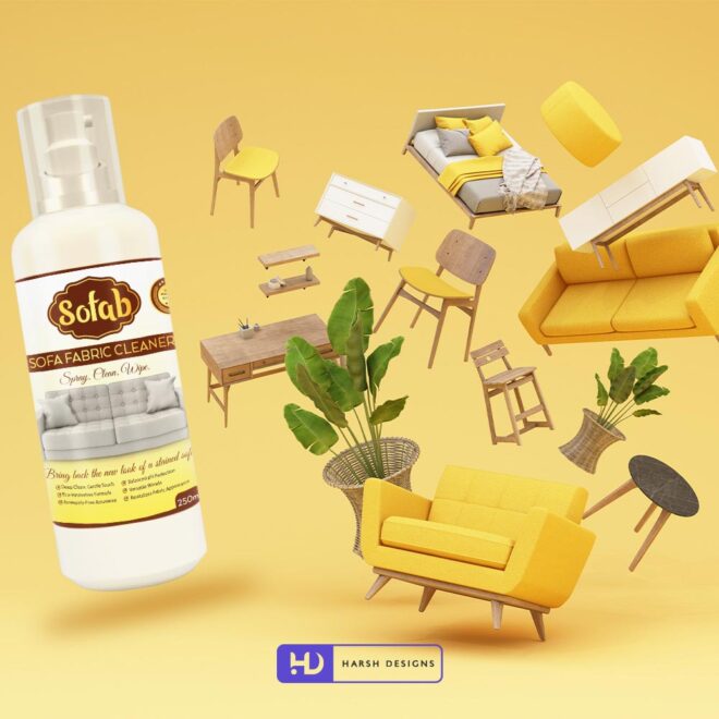 Sofab Sofa Fabric Cleaner Label Design, Product Design, Package Design and Packaging Design Service in Hyderabad (2)