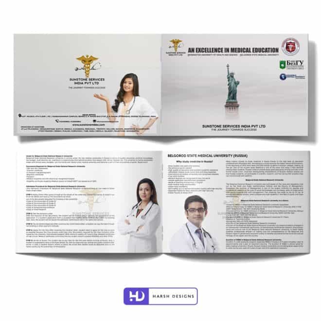Study MBBS - MD - PG in Abroad Brochure Design 2 - Corporate Identity and Business Stationery Design - Harsh Designs - Stationery Design / Brochure Design Service in Hyderabad - Graphic Design Service in Hyderabad