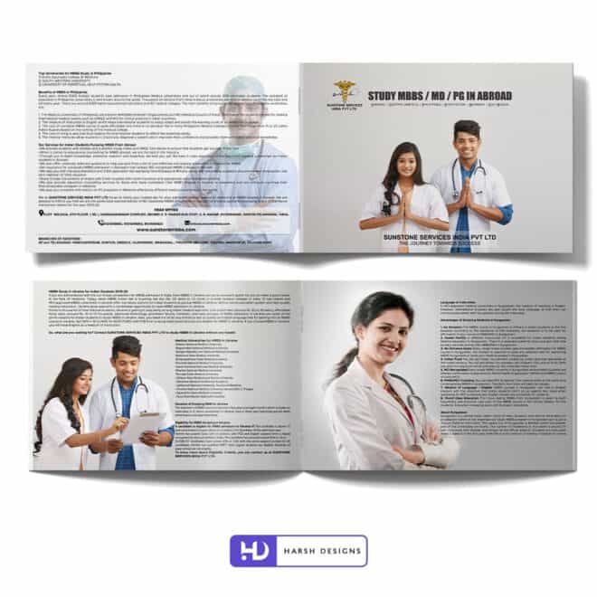 Study MBBS - MD - PG in Abroad Brochure Design - Corporate Identity and Business Stationery Design - Harsh Designs - Stationery Design / Brochure Design Service in Hyderabad - Graphic Design Service in Hyderabad