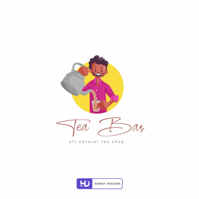 Tea Bar mascot logo design for tea stall and beverage branding created by Harsh Designs graphic designer service in Hyderabad, India (2)