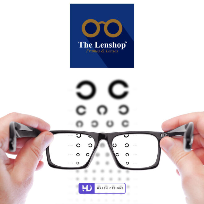 The Lenshop Frames and Lenses minimalistic spectacles logo design for optical store and eyewear corporate branding created by Ha (1)