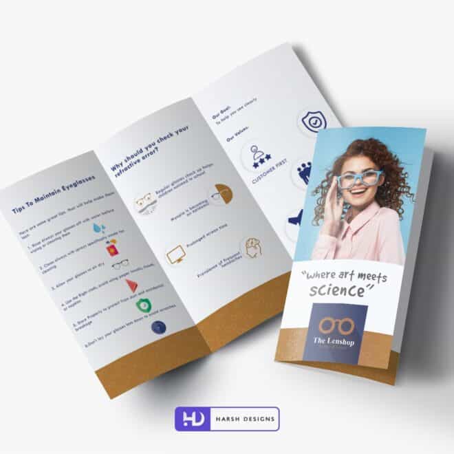 The Lenshop Tri Fold Brochure Design - Corporate Identity and Business Stationery Design - Harsh Designs - Graphic Designing Service in Hyderabad