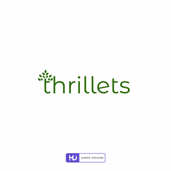 Thrillets wordmark logo design for millets and organic food branding created by Harsh Designs logo design service in Hyderabad, India (2)