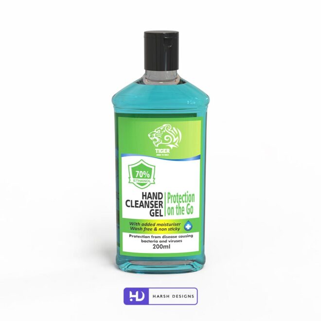 Tiger Hand Cleanser Gel Sanitiser Label Design, Product Design, Package Design and Packaging Design Service in Hyderabad