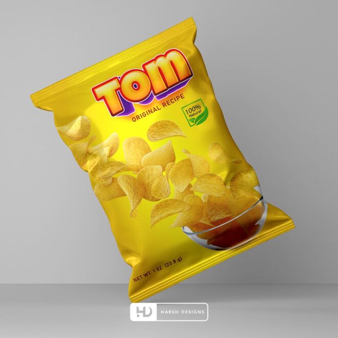 Tom Potato Chips Pouch Packaging Design, Product Design, Label Design and Packaging Design Service in Hyderabad (4)