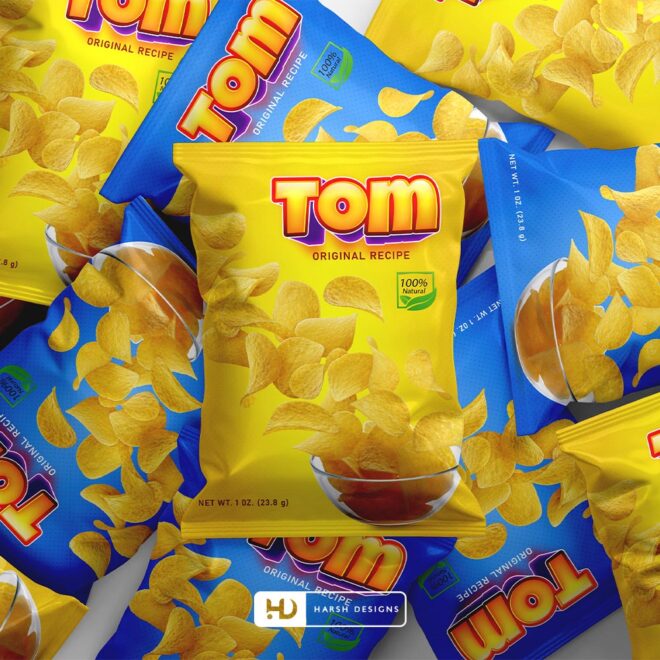 Tom Potato Chips Pouch Packaging Design, Product Design, Label Design and Packaging Design Service in Hyderabad (5)