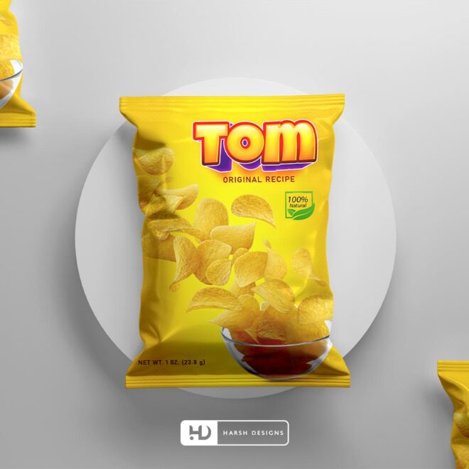 Tom Potato Chips Pouch Packaging Design, Product Design, Label Design and Packaging Design Service in Hyderabad (6)