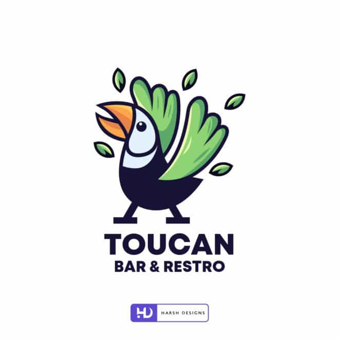 Toucan Bar & Restro Logo Design - Mascots Logo Design - Bar and Restro Logo Design - Bar Logo Design - Logo Design in India - Logo Design in Hyderabad - Logo Design in Bangalore-2