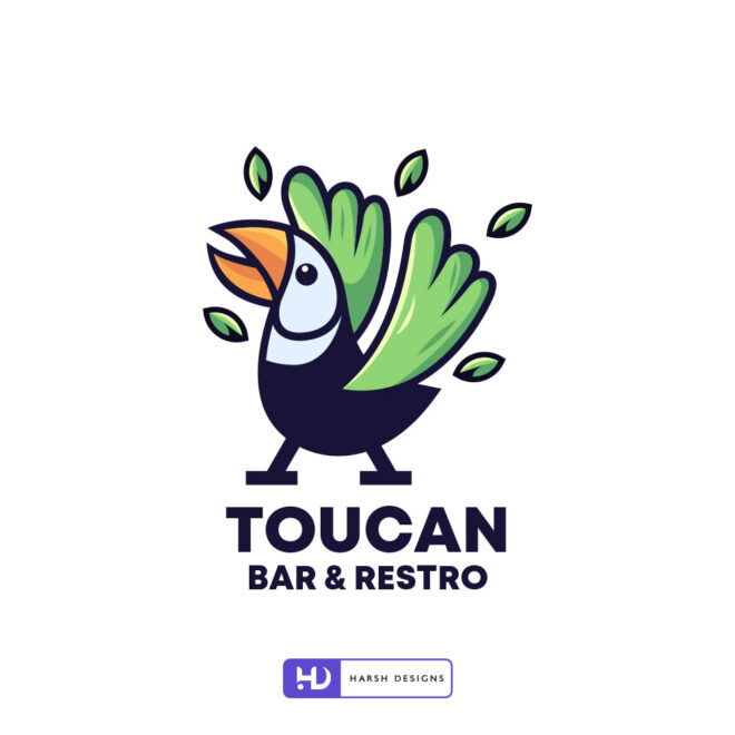 Toucan Bar & Restro mascot logo design for bar and restaurant branding created by Harsh Designs logo design service in Hyderabad (2)