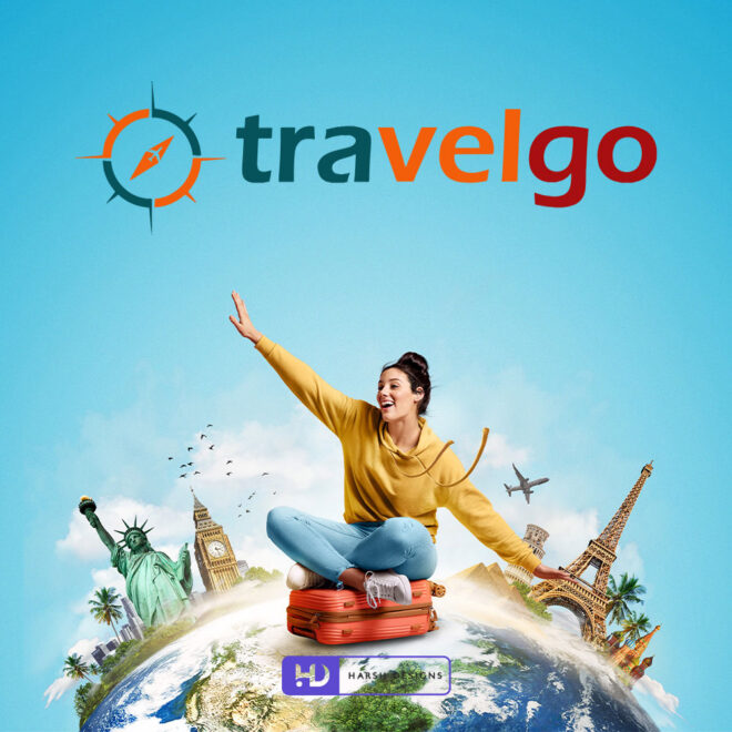 Travelgo wordmark logo design for travel agency and tourism branding created by Harsh Designs logo design service in Hyderabad, India (1)