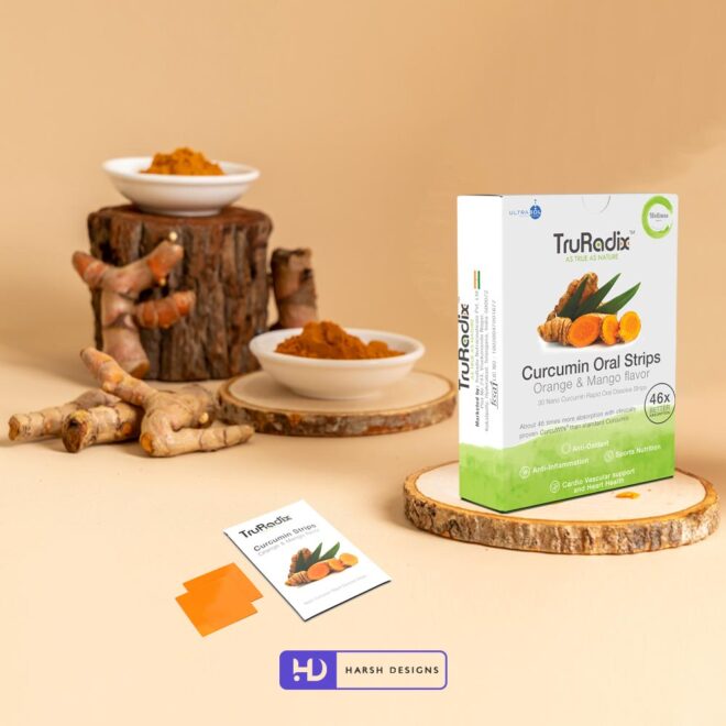 TruRadix Curcumin Oral Strips Package Design, Product Design, Label Design and Packaging Design Service in Hyderabad 2 (2)