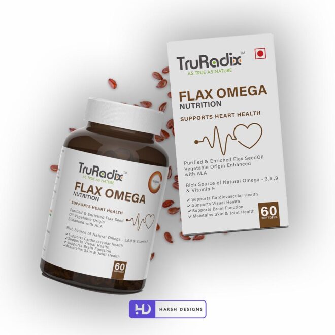 TruRadix Flax Omega Softgels Package and Label Design, Product Design and Packaging Design Service in Hyderabad (2)