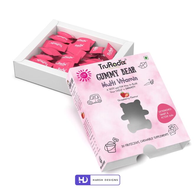TruRadix Gummy Bear Multi-Vitamin Outer Box Packaging Design, Product Design, Package Design and 3D Modeling Service in Hyderabad (3)