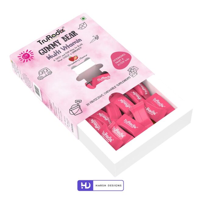 TruRadix Gummy Bear Multi-Vitamin Outer Box Packaging Design, Product Design, Package Design and 3D Modeling Service in Hyderabad (4)
