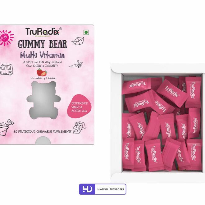 TruRadix Gummy Bear Multi-Vitamin Outer Box Packaging Design, Product Design, Package Design and 3D Modeling Service in Hyderabad (5)