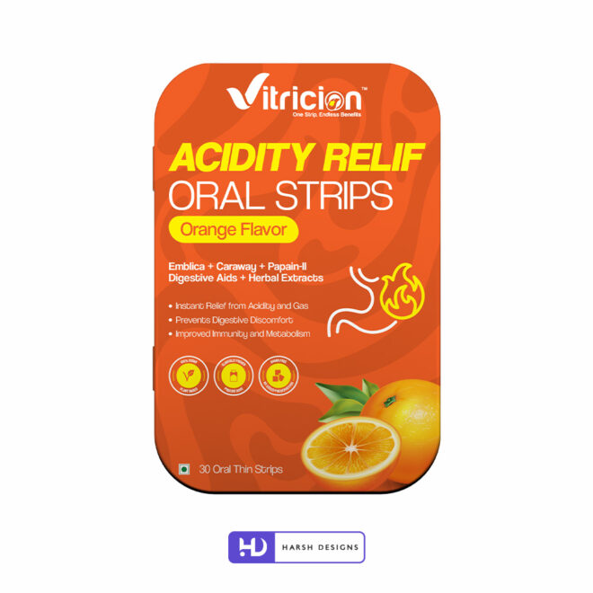 Vitricion Acidity Relif Oral Strips- Orally Dissolving Strips - Vitricion Products - Product Design - Lable Designs - Package Design - Graphic Designing Service 1