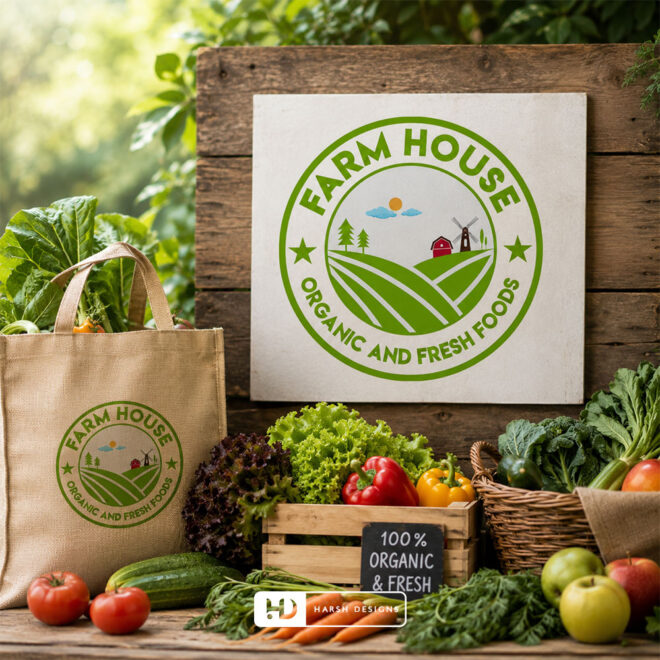 Farm-House-Organic-and-Fresh-Foods-Organic-Foods-Logo-Design-Service-in-Hyderabad-Emblem-Logo-Design-2