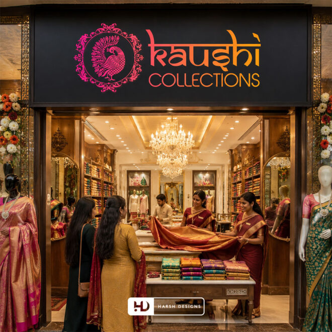 Kaushi-Collections-Traditional-Indian-Saree-Shopping-Mall-Logo-Design-Service-in-Hyderabad-Combination-Mark-Logo-Design-2