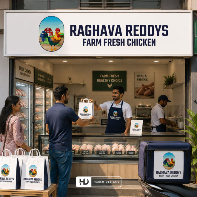 Raghava-Reddys-Farm-Fresh-Chicken-Poultry-Foods-Logo-Design-Service-in-Hyderabad-Mascot-Logo-Design-2